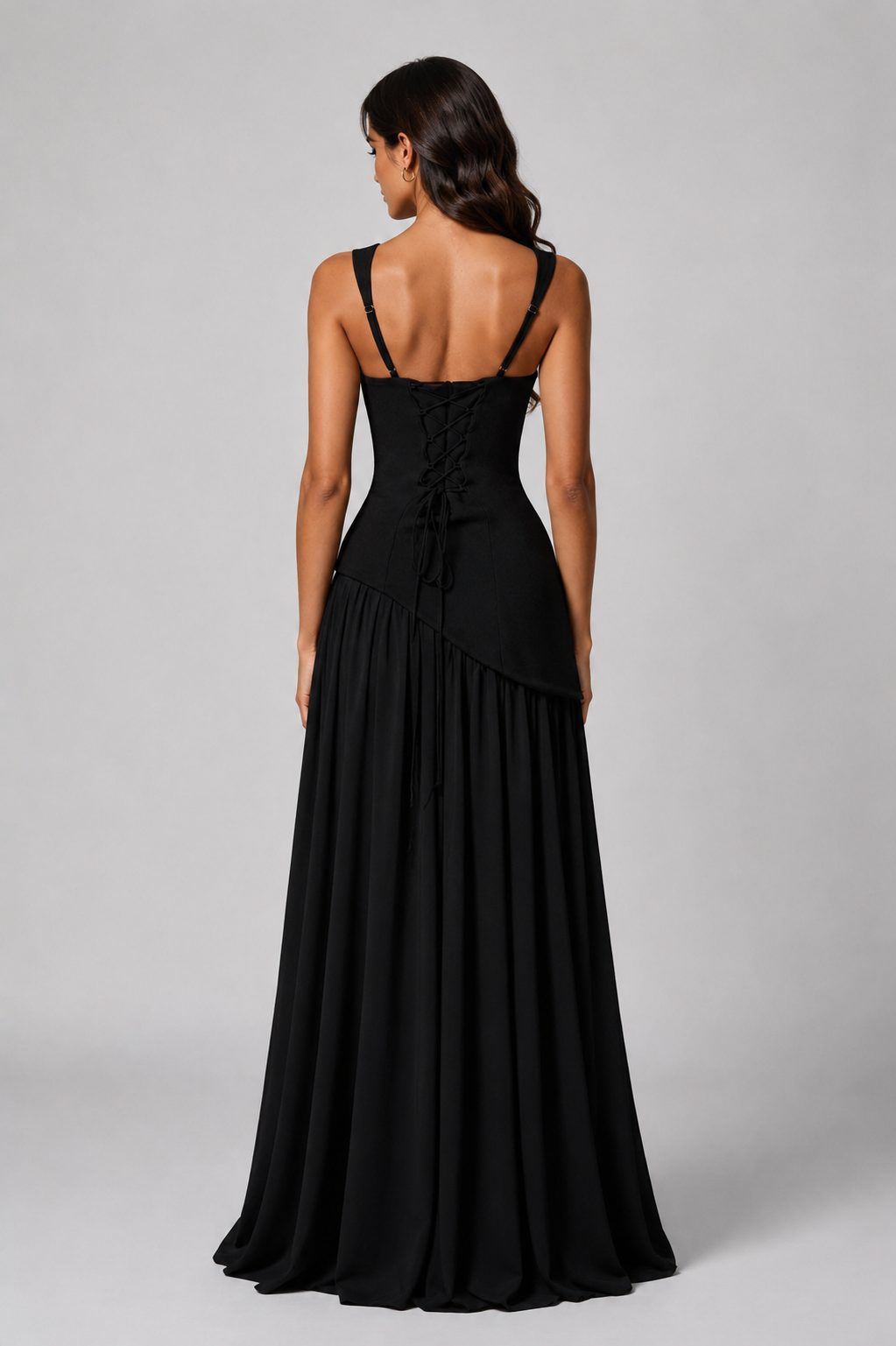 Choker Neck Maxi Dress with Draped Slit for Women - View 12