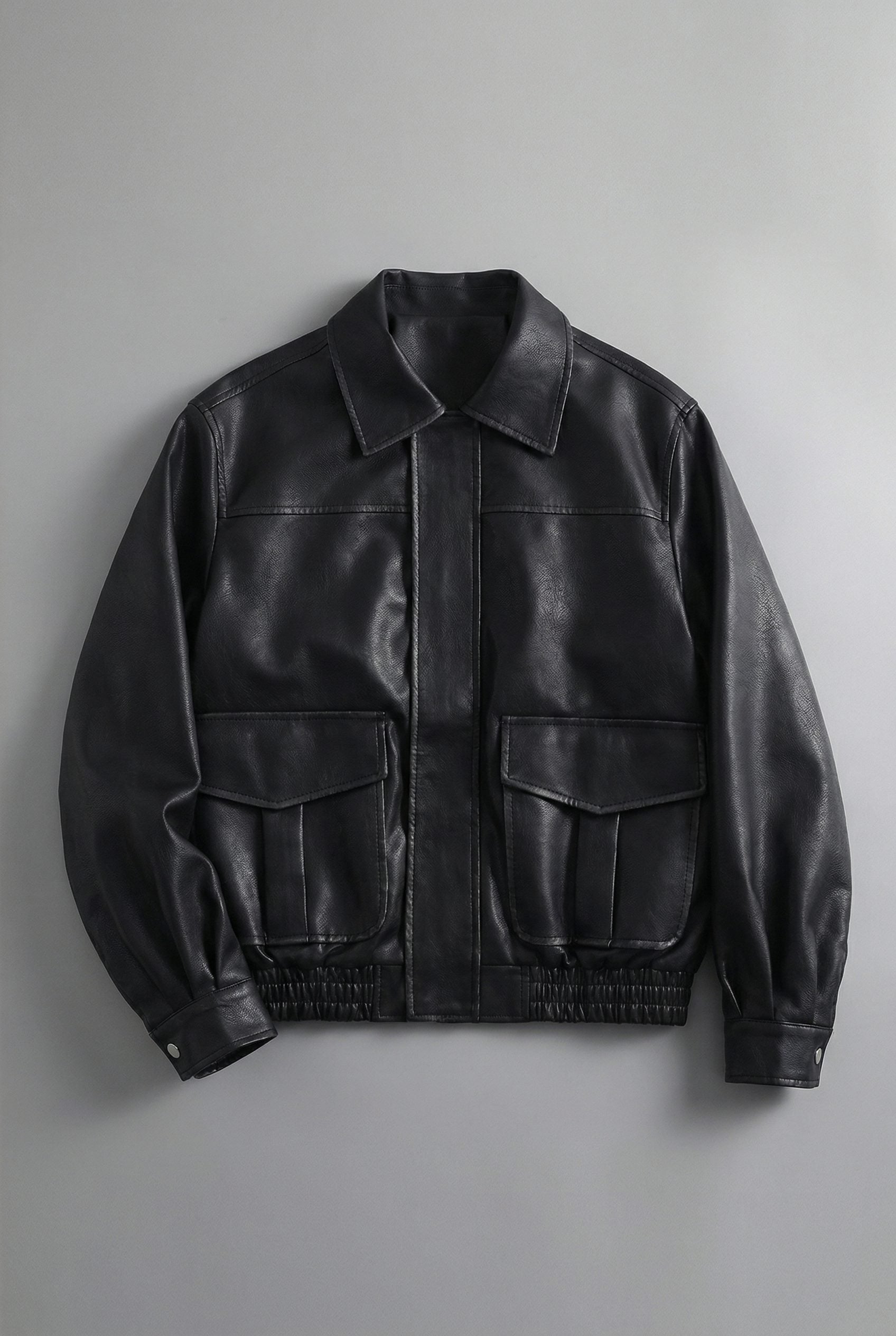 Collared Faux Leather Jacket for Women - View 2