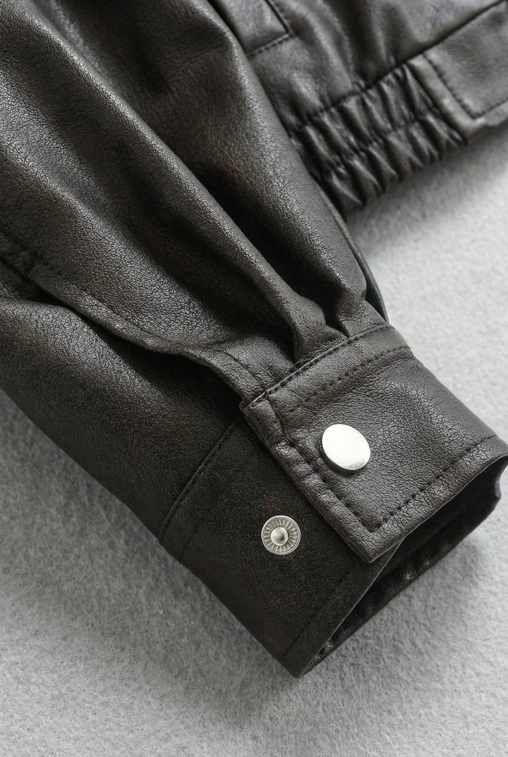 Collared Faux Leather Jacket for Women - View 9