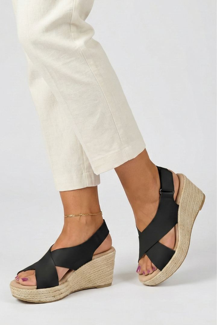Slingback Wedge Sandals with Cross Straps for Women