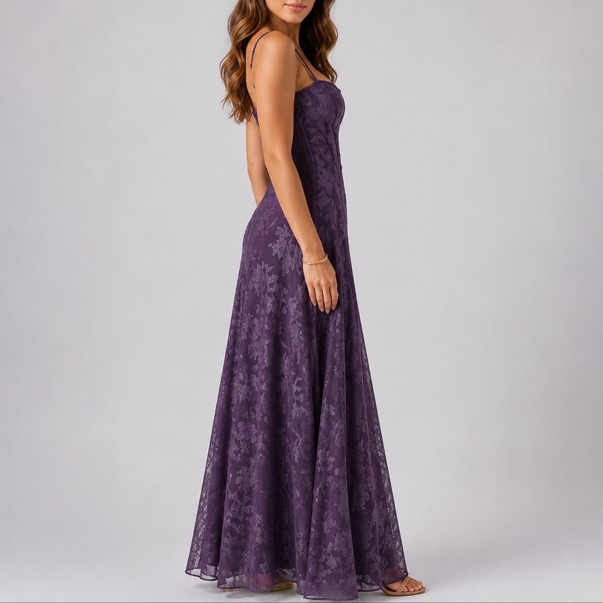 Corset Floral Autumn Wedding Guest Maxi Dress for Women - View 2