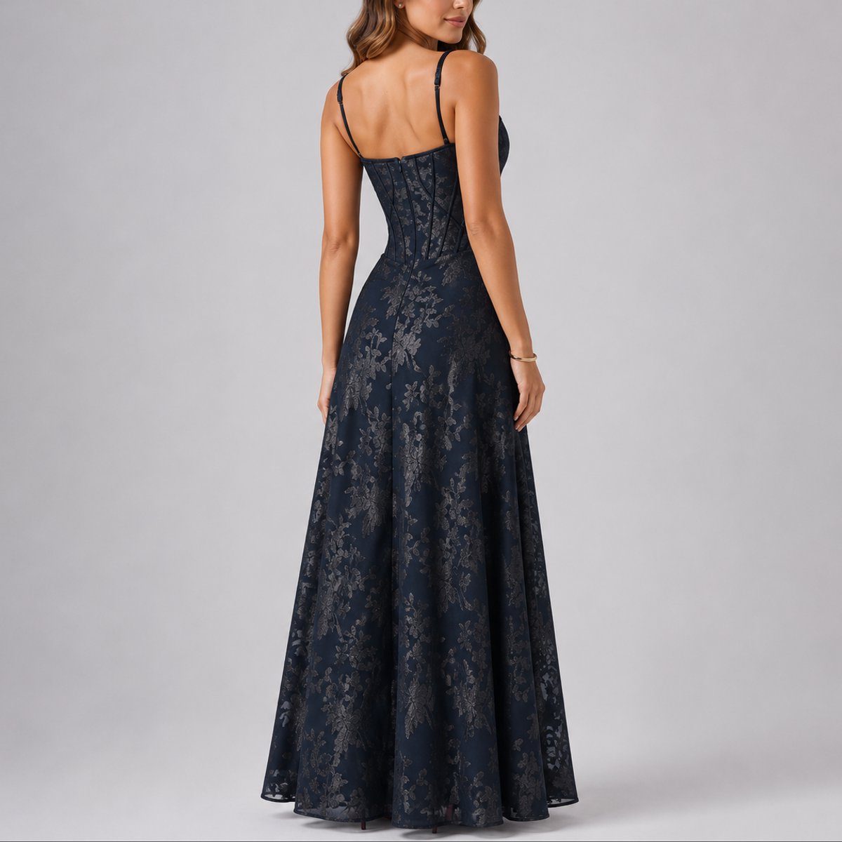 Corset Floral Autumn Wedding Guest Maxi Dress for Women - View 5