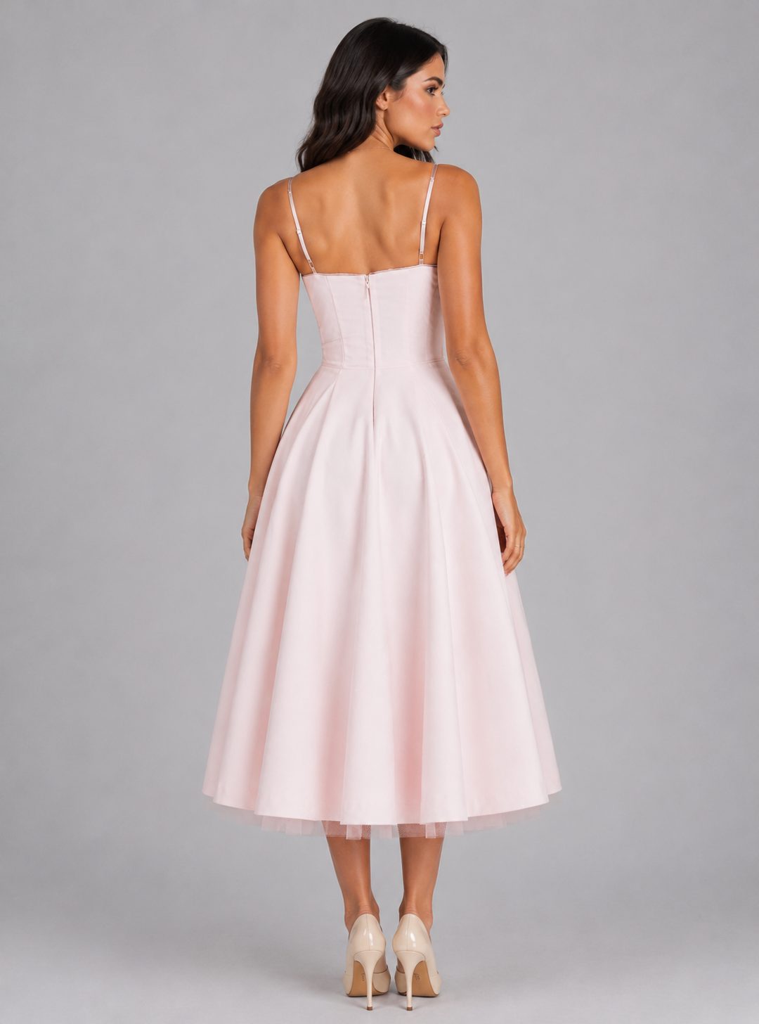 Corset Midi Dress with Full Skirt for Women - View 2