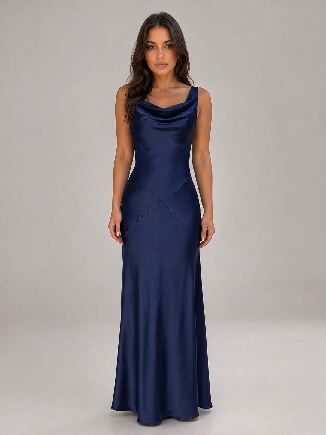 Cowl Neck Open Back Maxi Dress for Women