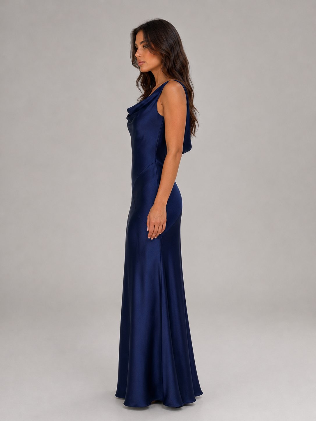 Cowl Neck Open Back Maxi Dress for Women - View 3