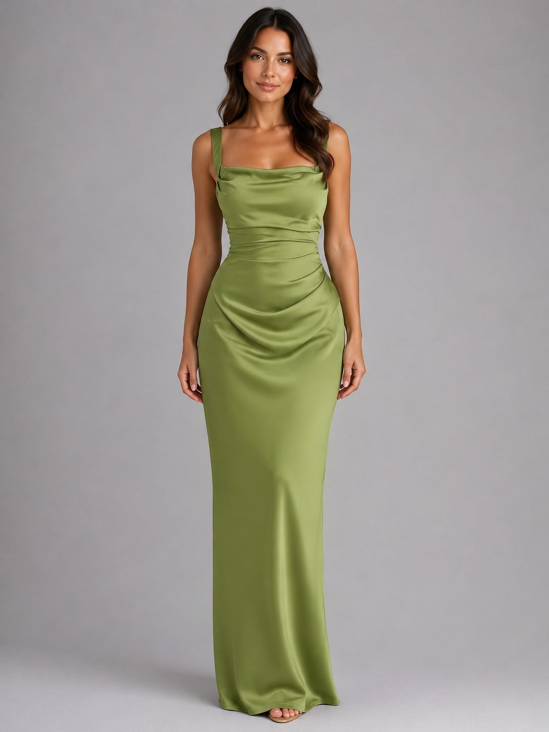 Cowl Neck Ruched Maxi Dress for Women