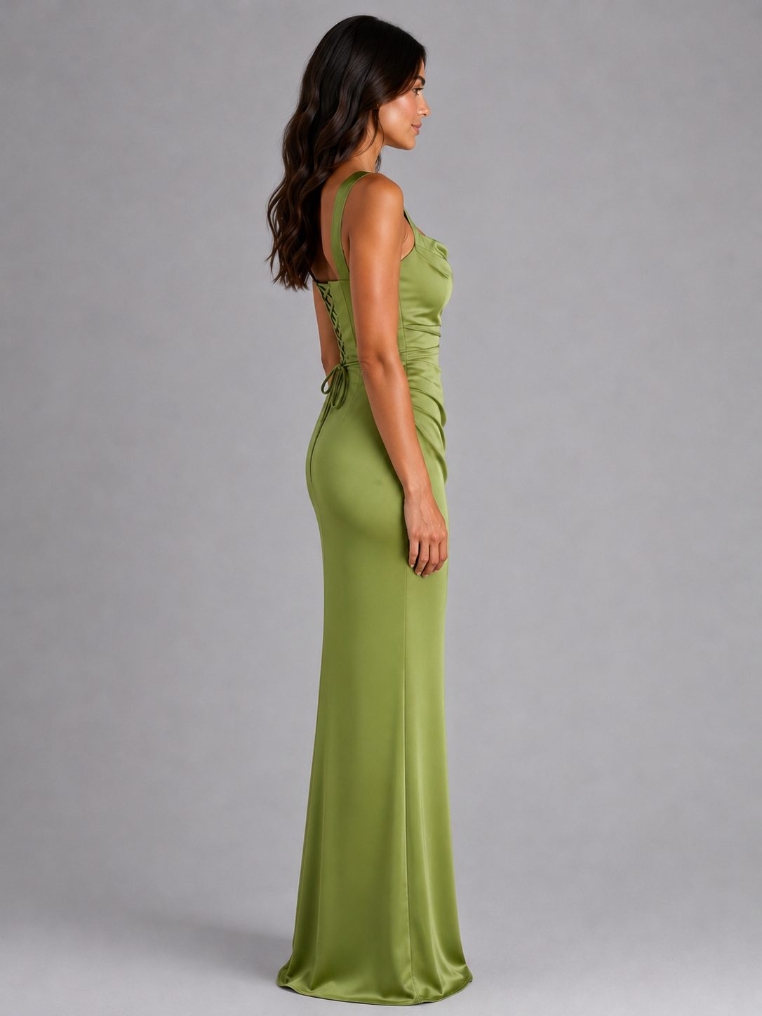 Cowl Neck Ruched Maxi Dress for Women - View 3