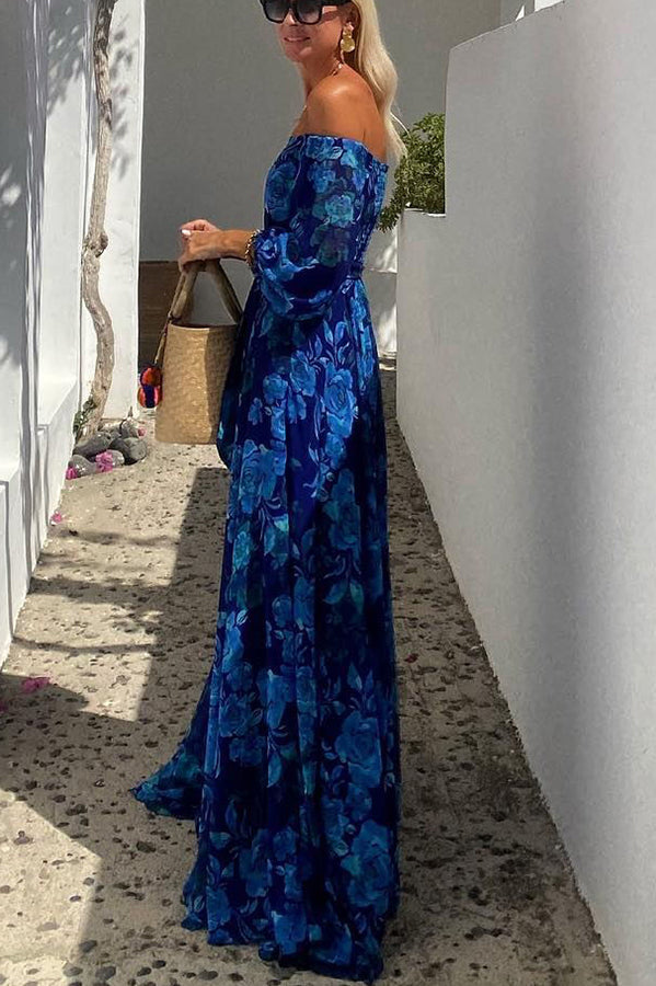 Off-Shoulder Floral Maxi Dress Wedding Guest for Women