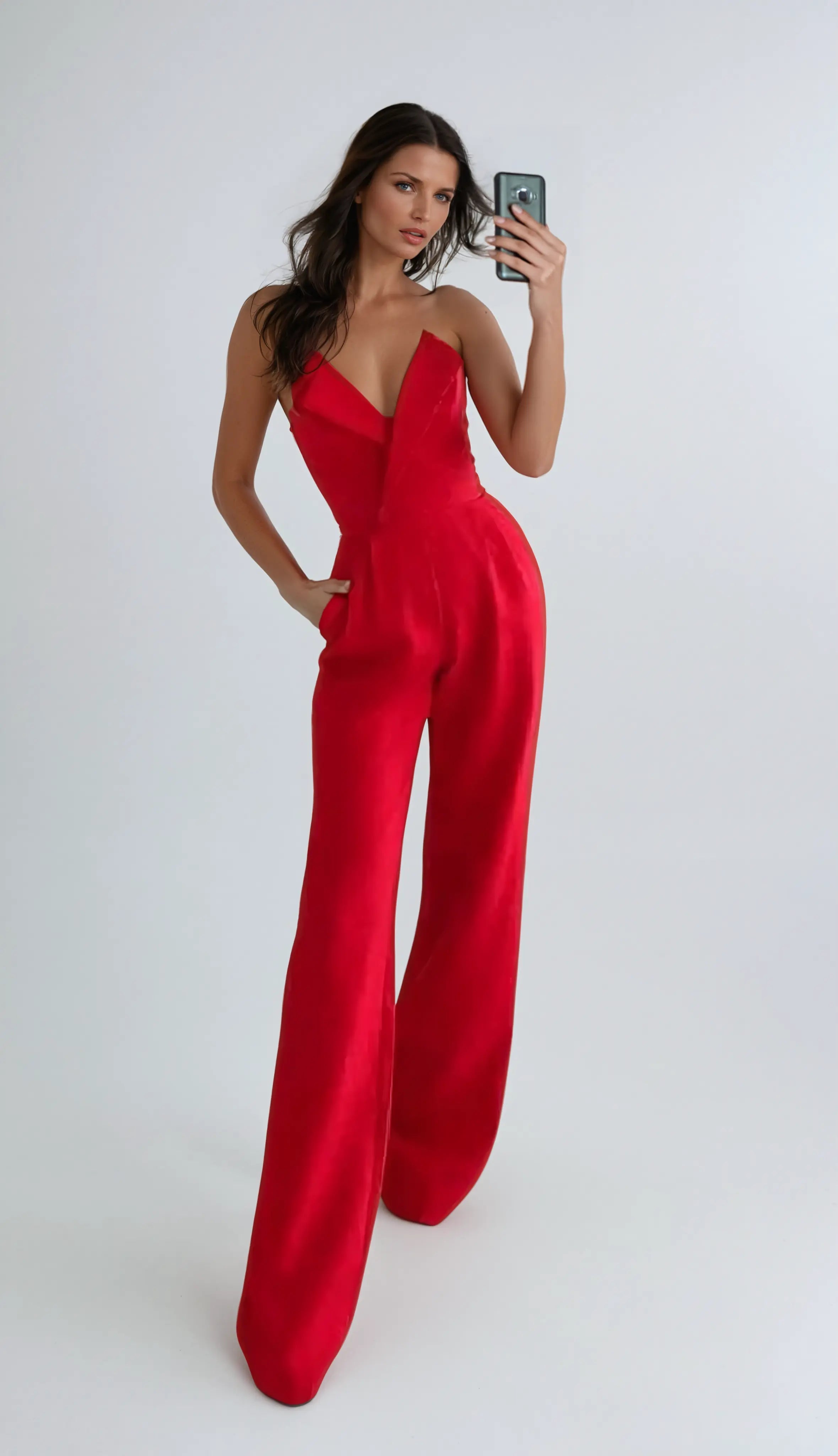 Strapless Wide Leg Pleated Jumpsuit for Women