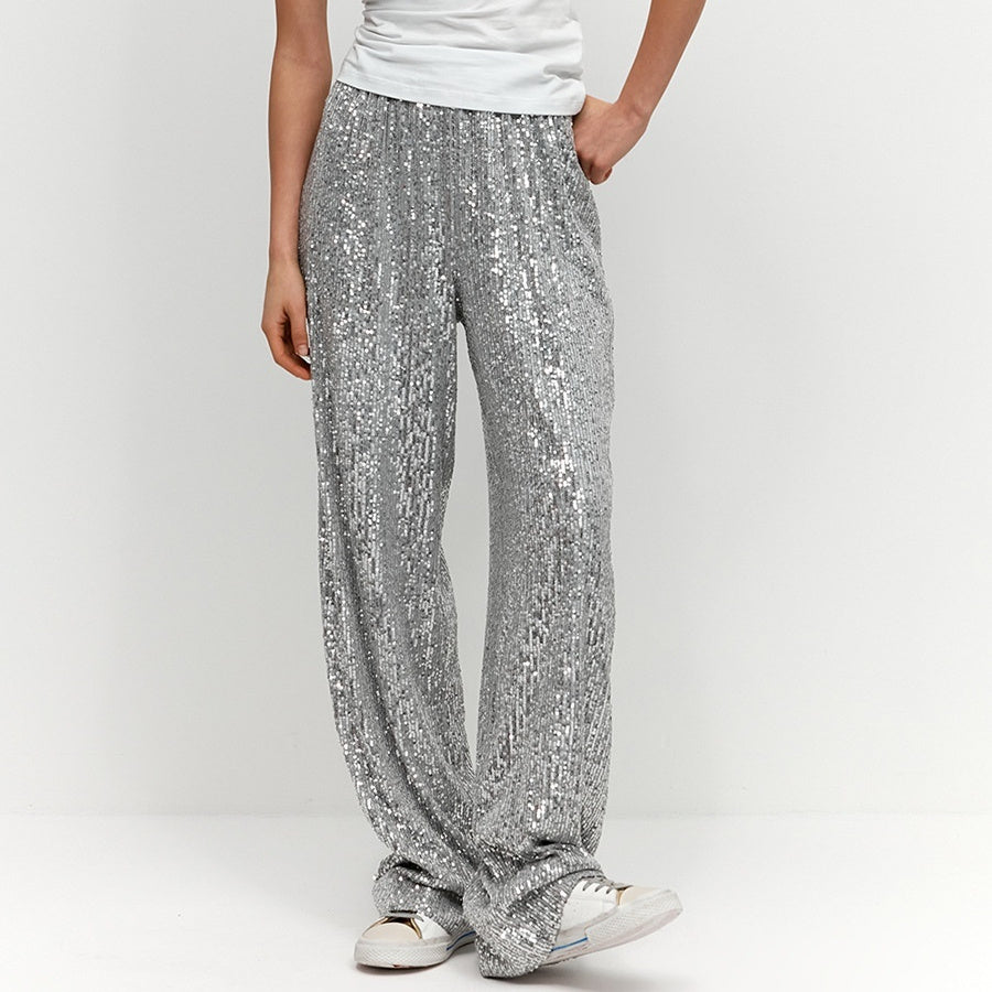 Sequin Wide Leg High Waisted Pants for Women