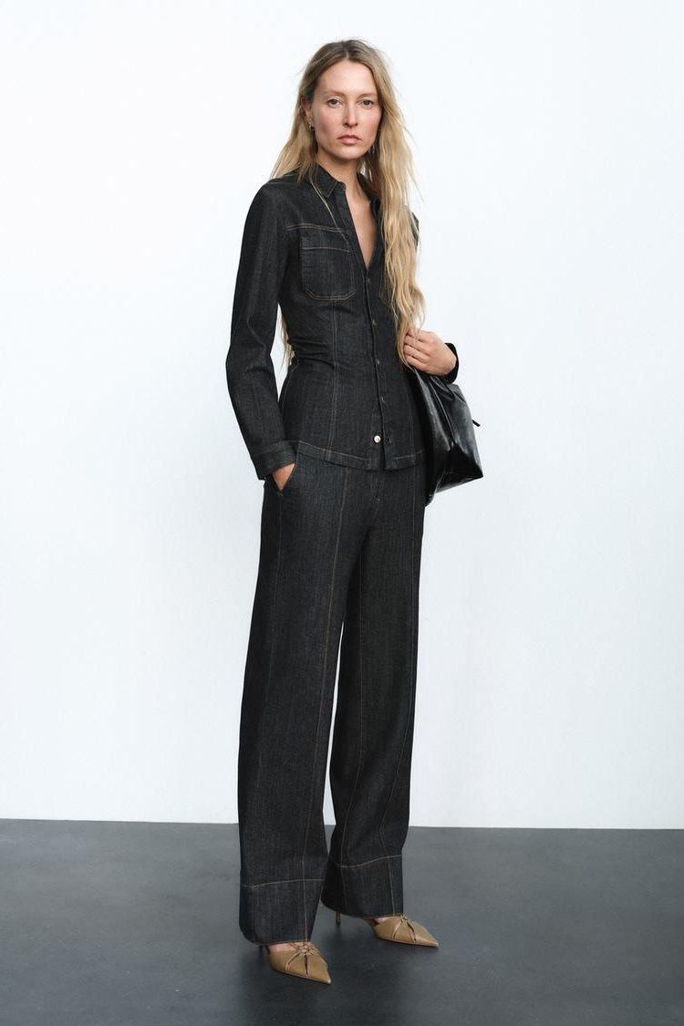 Denim Shirt and Trousers Set for Women - View 4