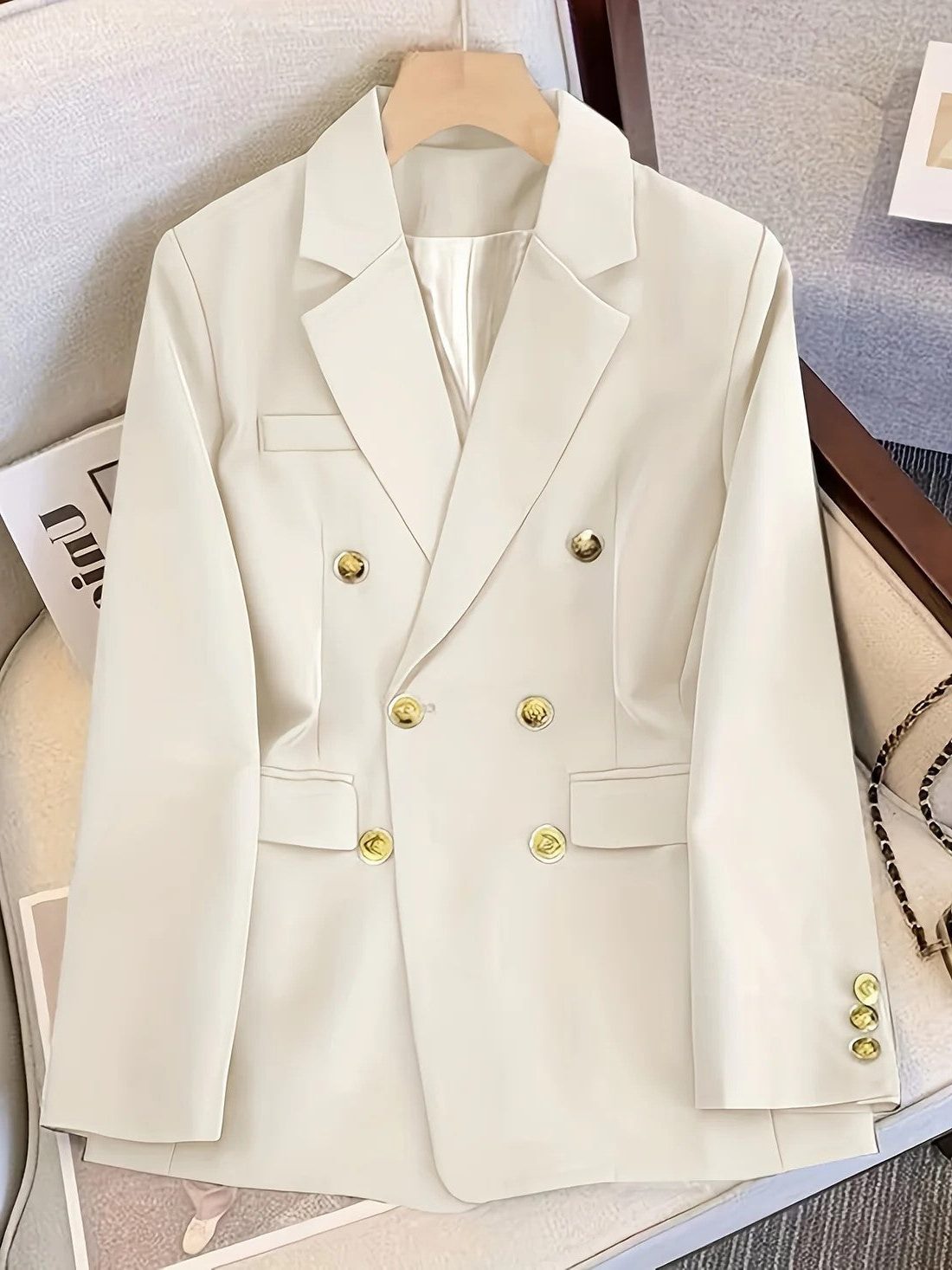 Double-Breasted Blazer for Women - Cream