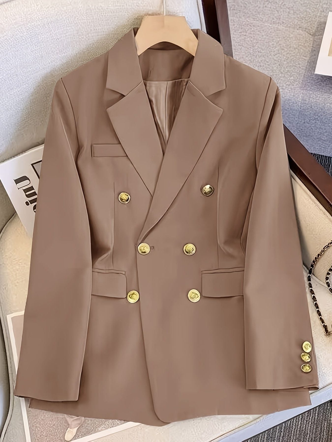 Double-Breasted Blazer for Women - Camel