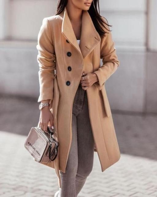 Double-Breasted Longline Coat for Women
