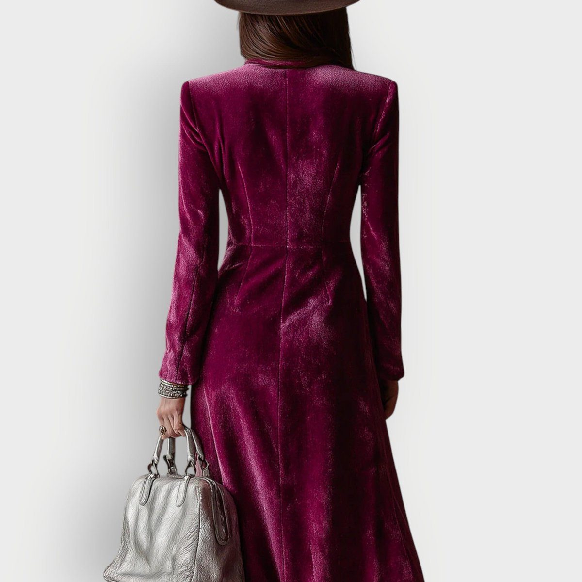 Double-Breasted Maxi Velvet Formal Blazer Dress for Women - View 4
