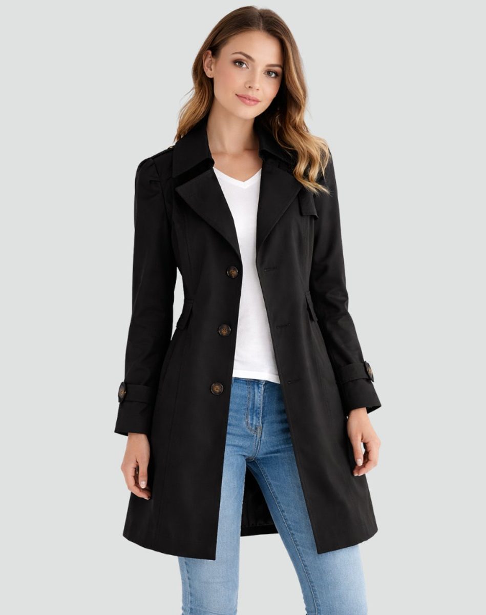Double-Breasted Mid-Length Trench Coat for Women