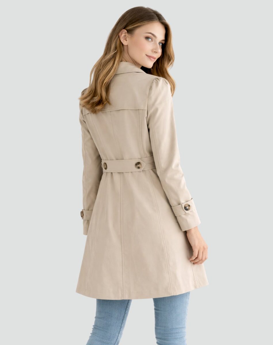 Double-Breasted Mid-Length Trench Coat for Women - View 5