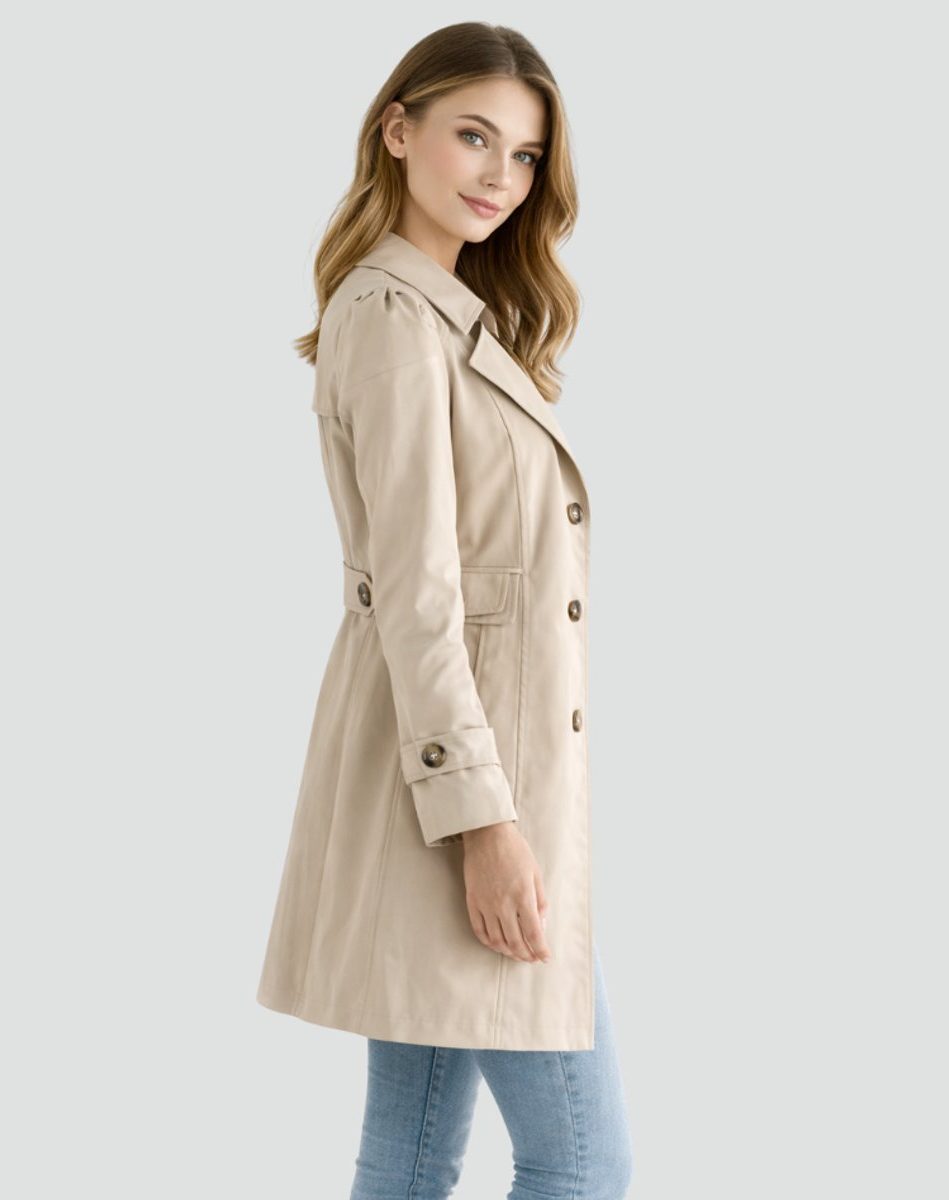 Double-Breasted Mid-Length Trench Coat for Women - View 6