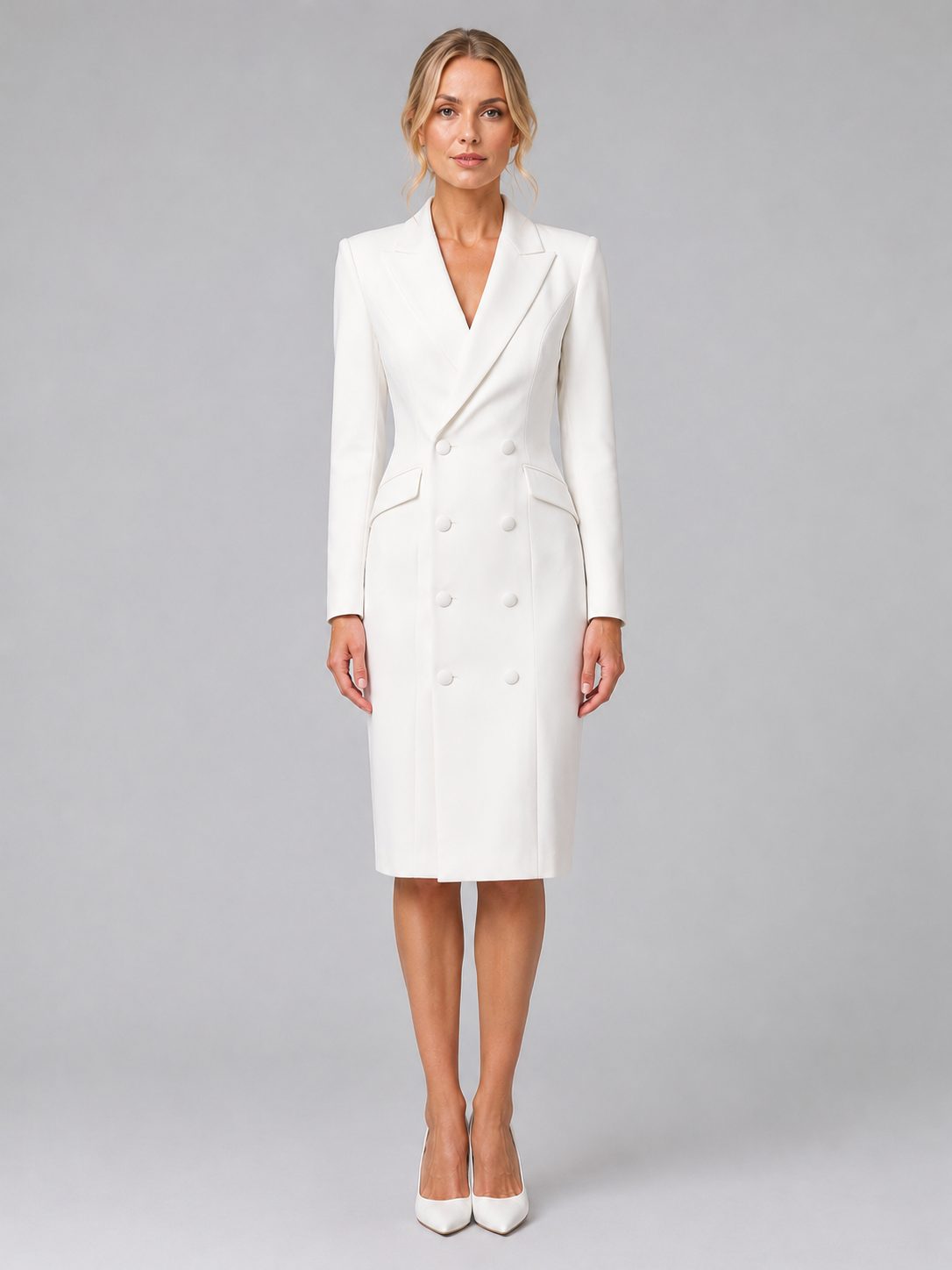 Double-Breasted Midi Blazer Dress for Women