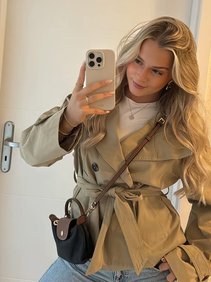 Double-Breasted Stand Collar Belted Jacket for Women - View 3