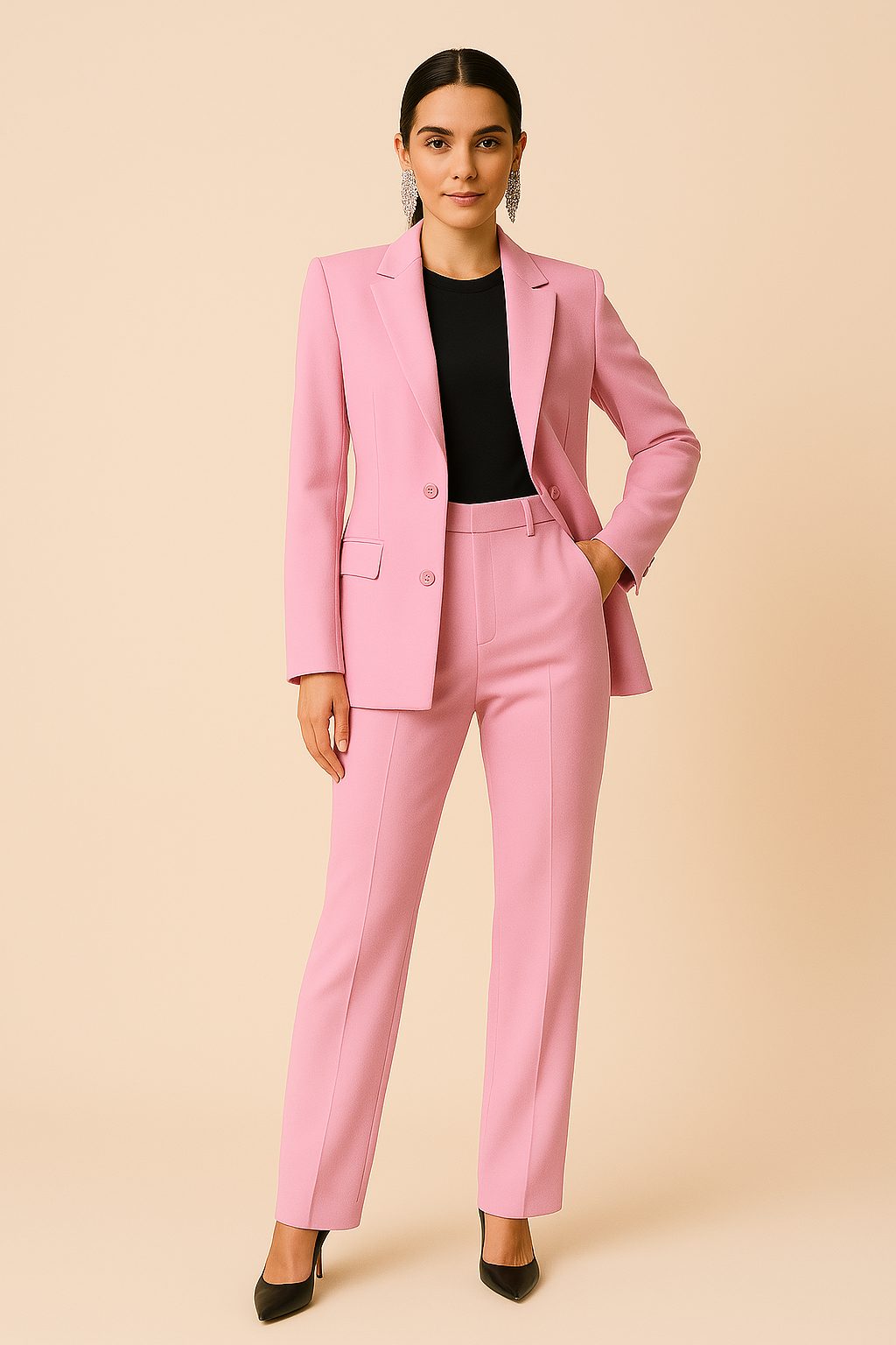 Double-Breasted Straight Leg Suit Set for Women