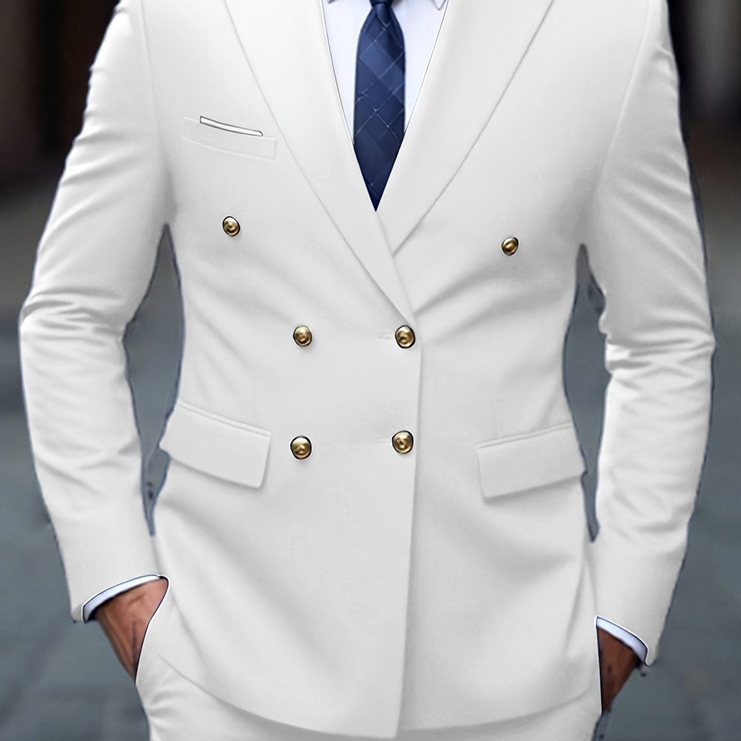Double-Breasted Suit for Men - White