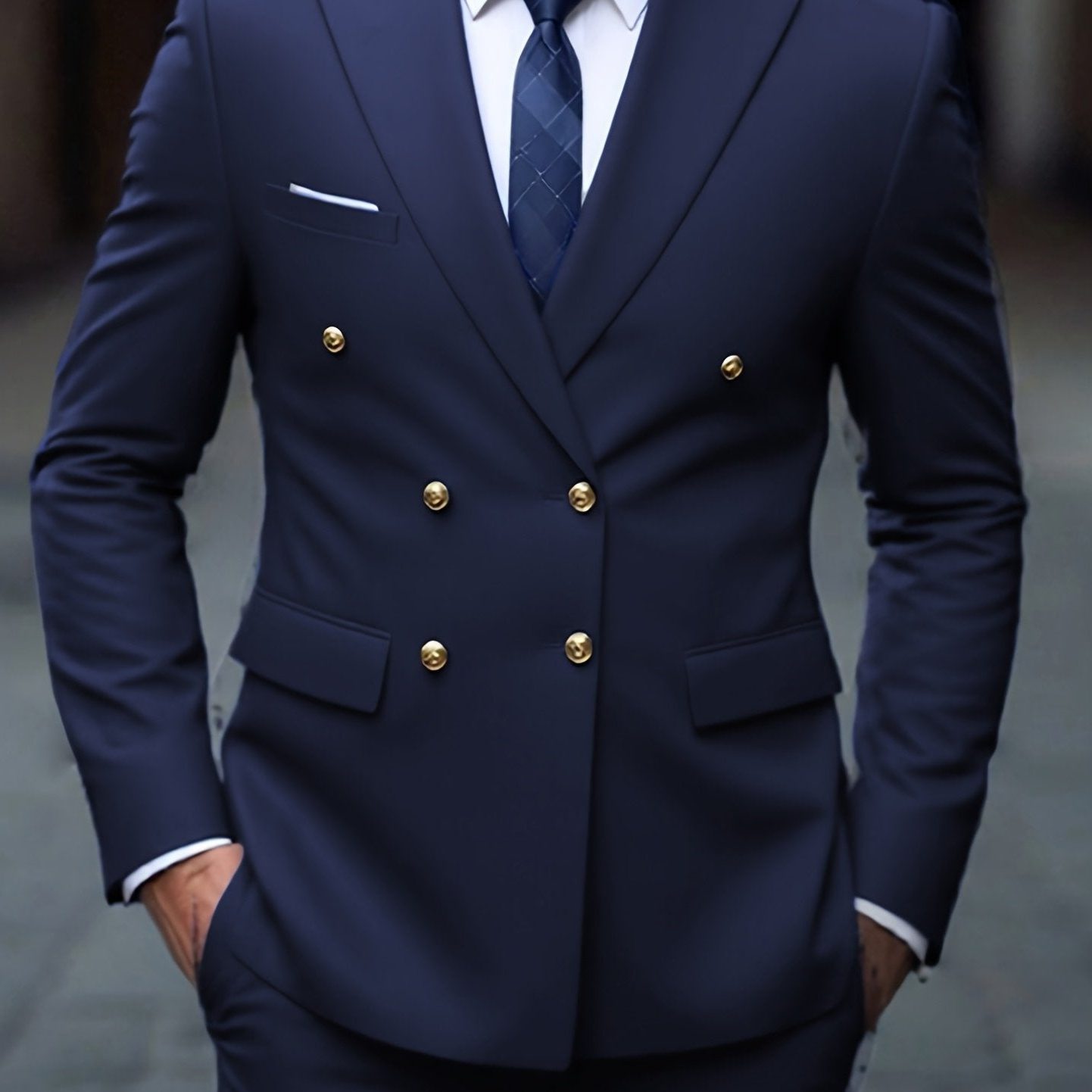 Double-Breasted Suit for Men - Navy