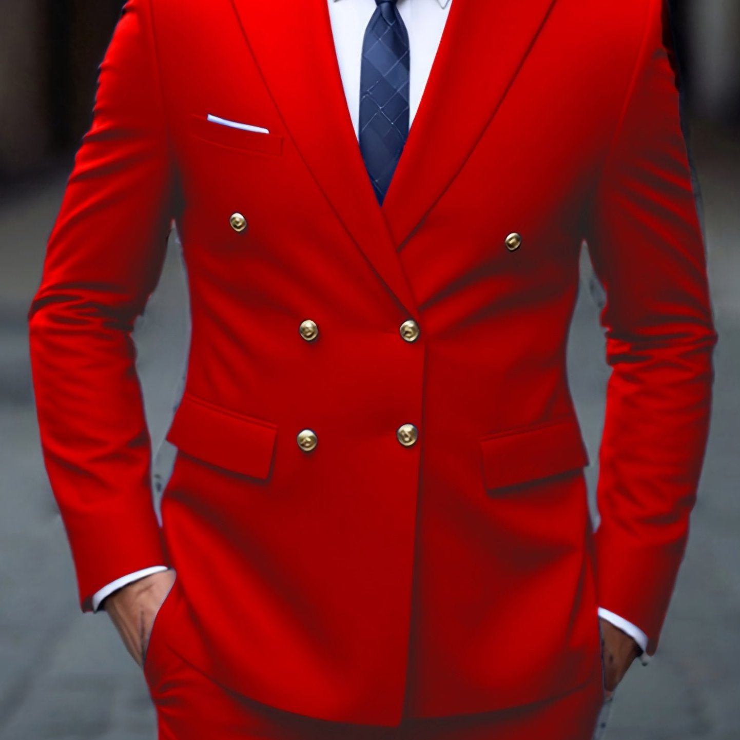 Double-Breasted Suit for Men - Red