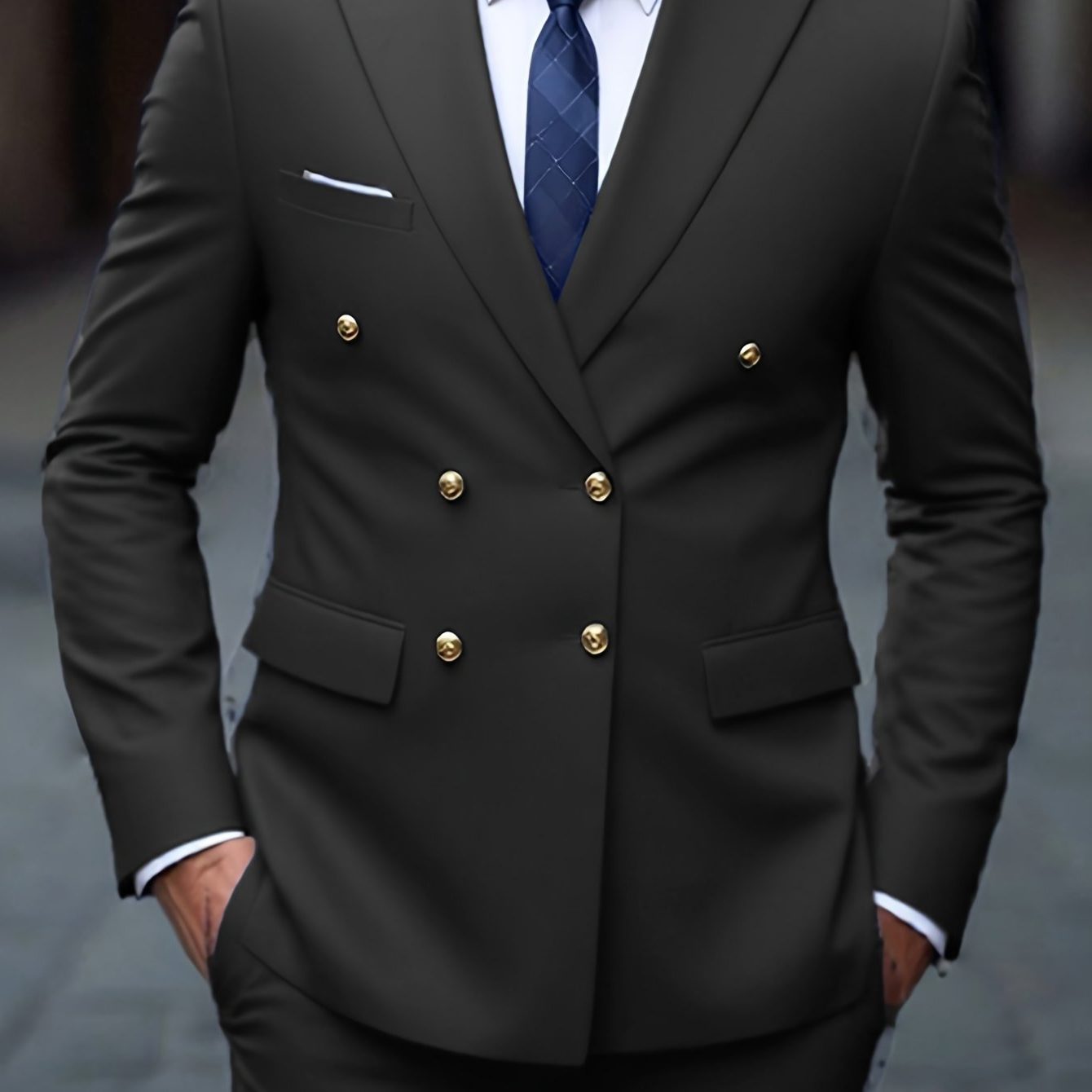 Double-Breasted Suit for Men - Black
