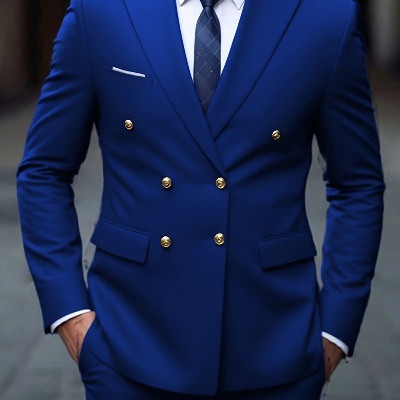 Double-Breasted Suit for Men - Royal Blue