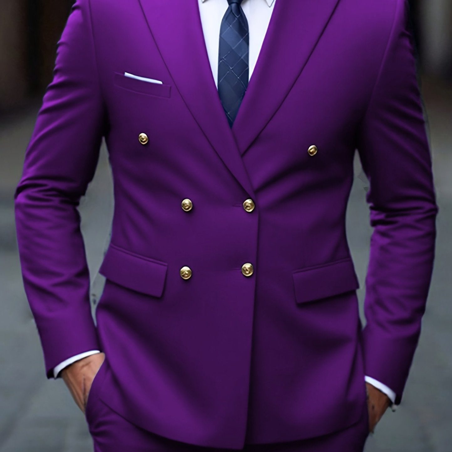 Double-Breasted Suit for Men - Purple