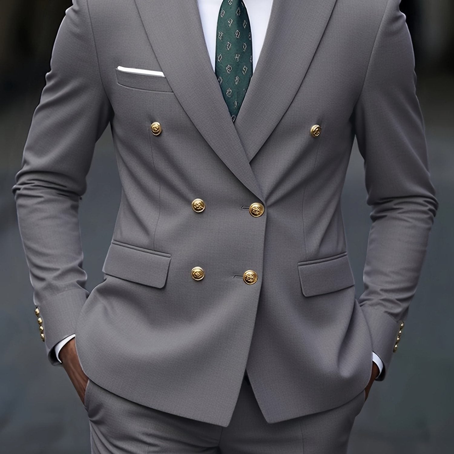Double-Breasted Suit for Men - Light Grey