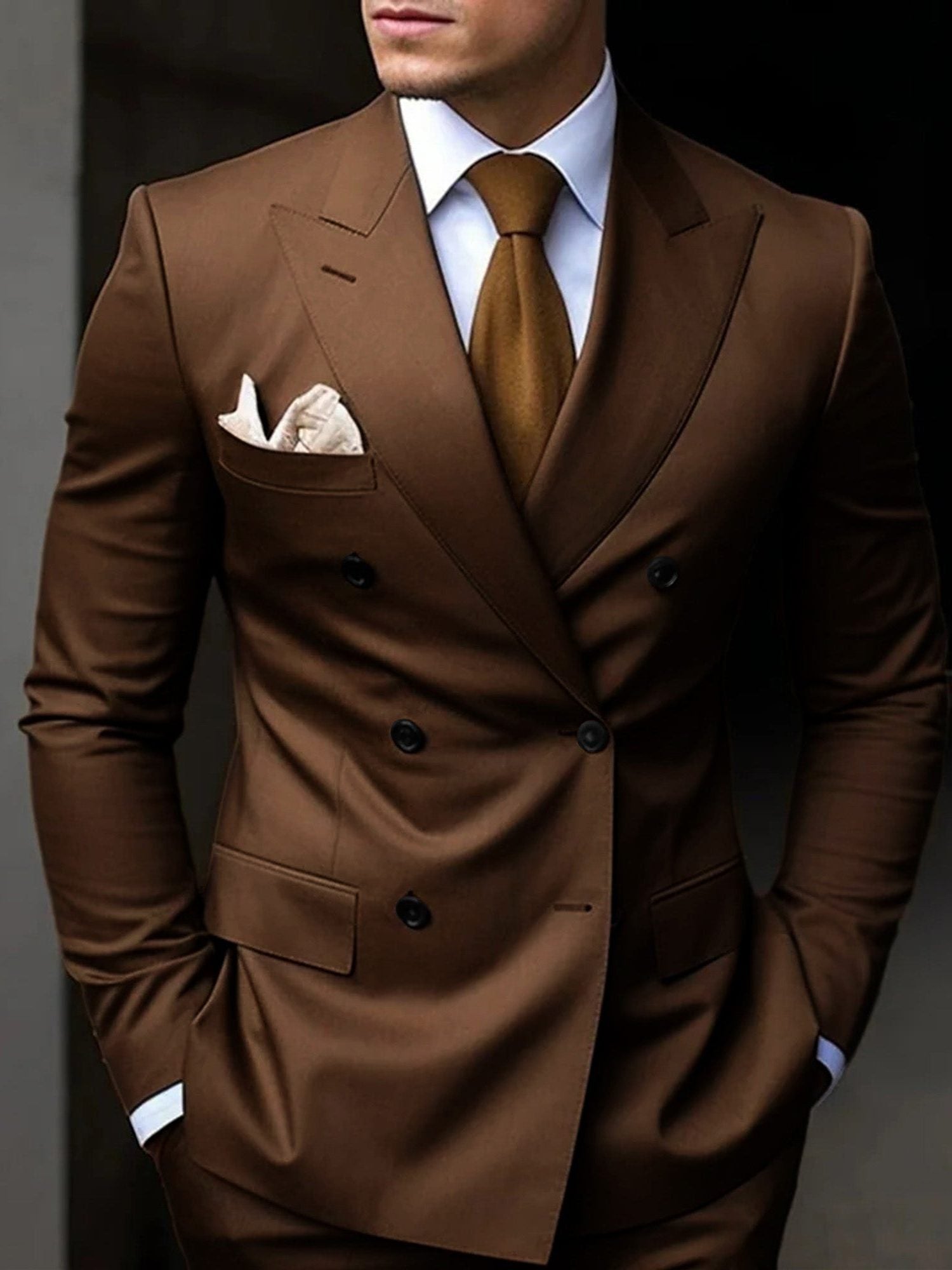 Double-Breasted Tailored Suit for Men