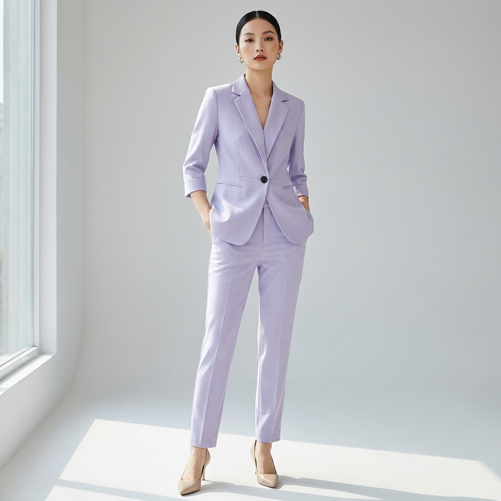Single-Button Tailored Blazer Trouser Set for Women