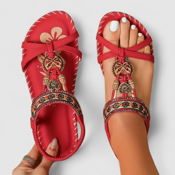 Embellished Open Toe Flat Sandals for Women