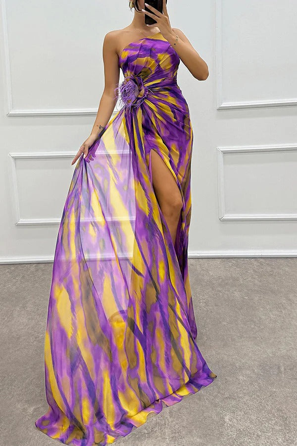 One-Shoulder Split Maxi Dress Wedding Guest for Women