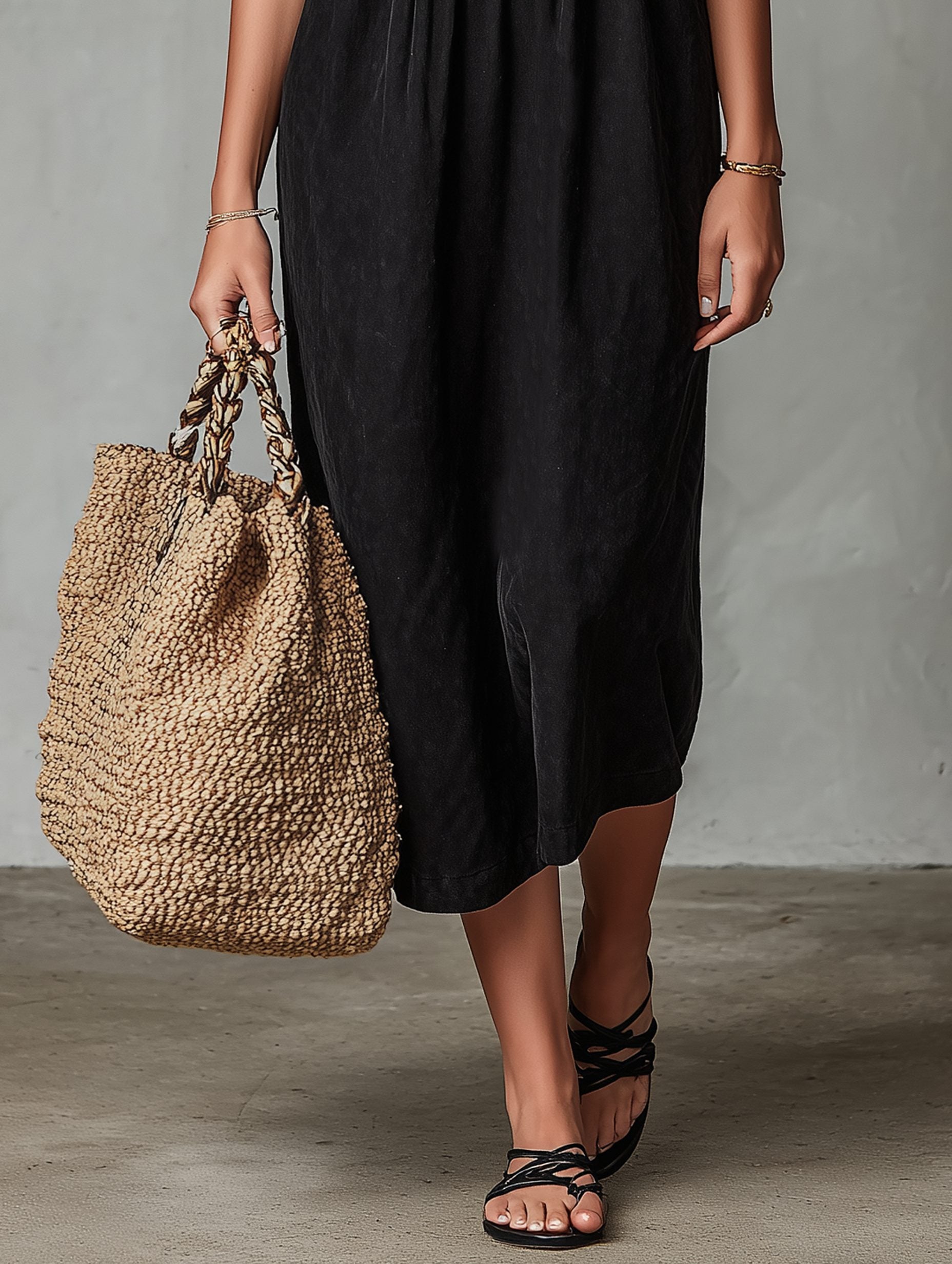 Embroidered Square Neck Midi Dress for Women - View 3