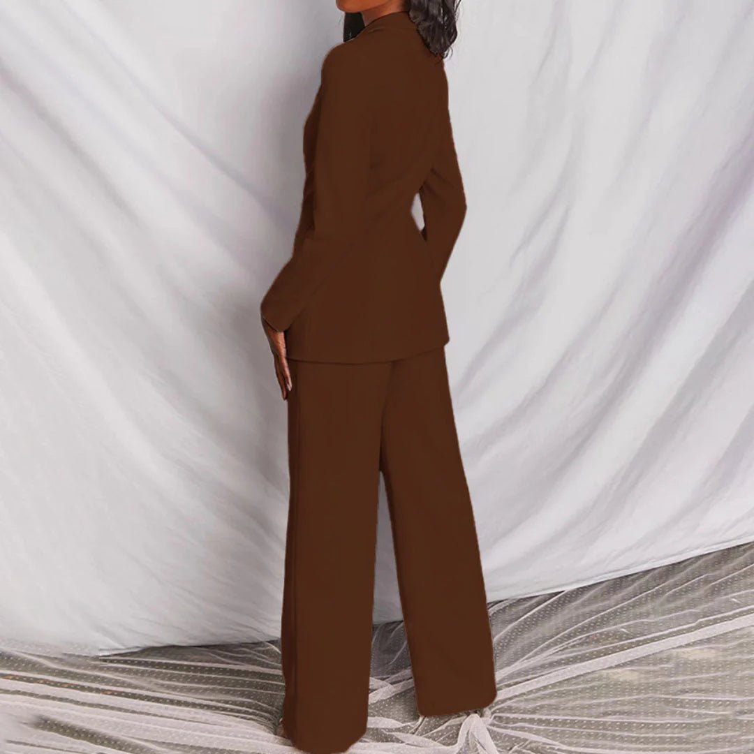 Tailored Blazer and Wide Leg Trouser Set for Women