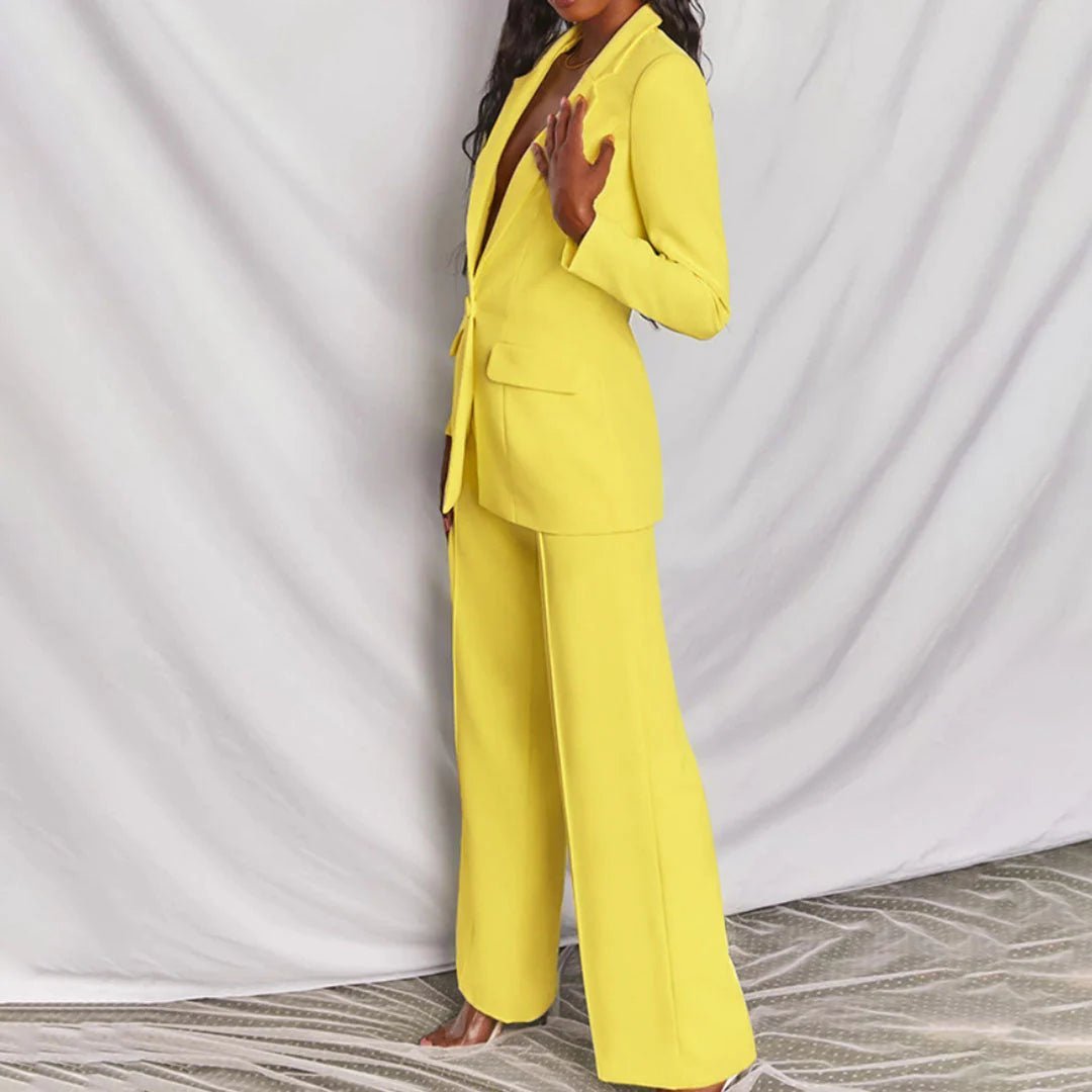 Tailored Blazer and Wide Leg Trouser Set for Women