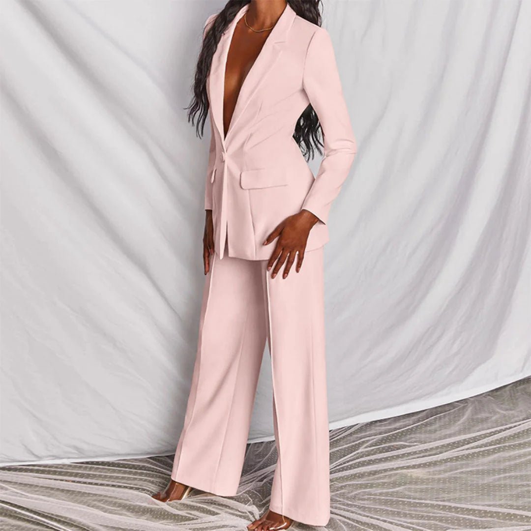 Tailored Blazer and Wide Leg Trouser Set for Women