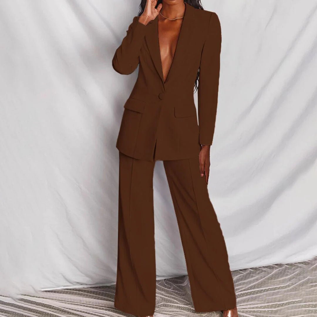 Tailored Blazer and Wide Leg Trouser Set for Women