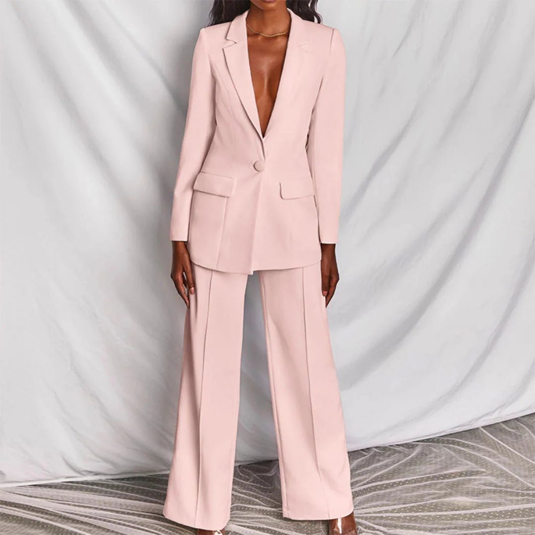 Tailored Blazer and Wide Leg Trouser Set for Women
