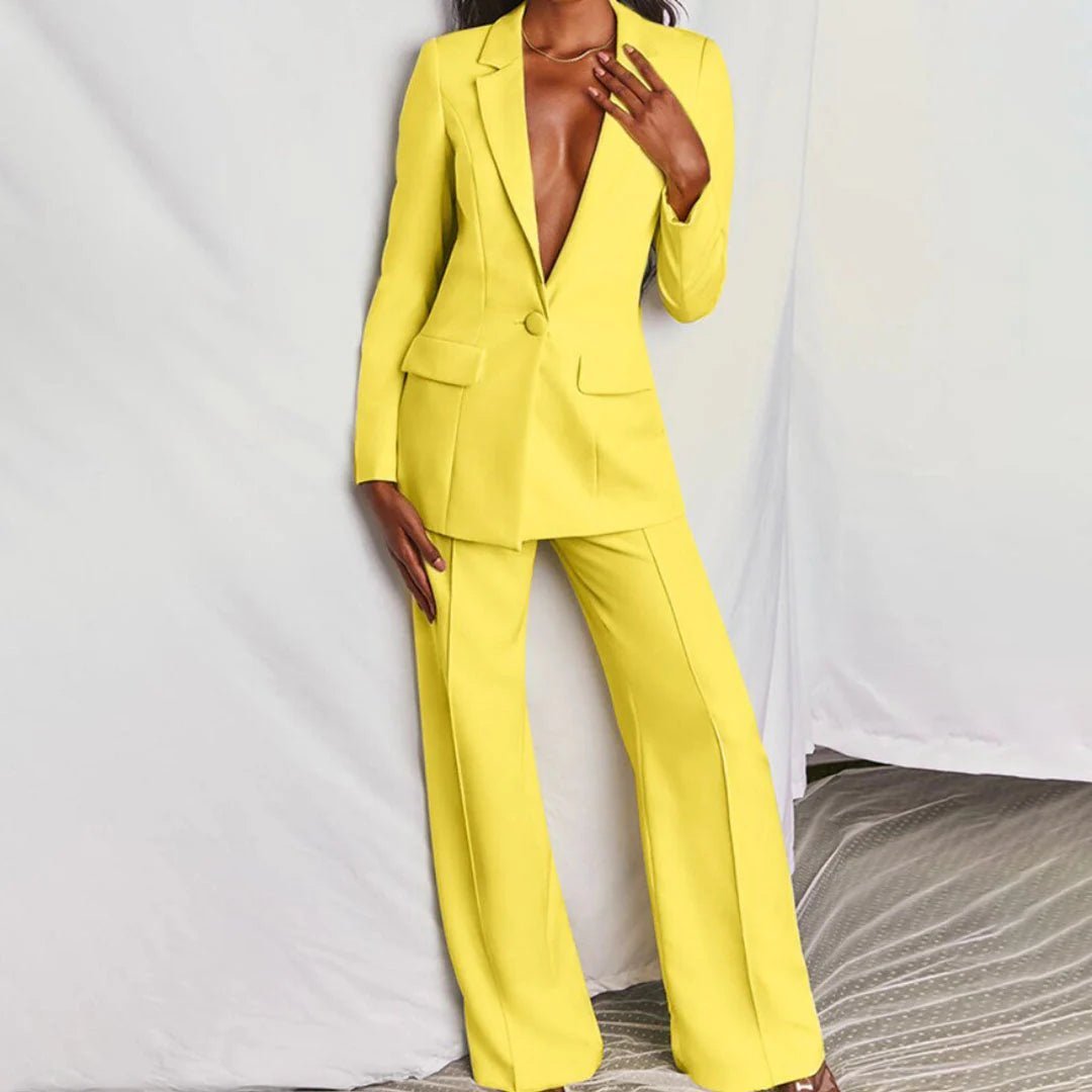 Tailored Blazer and Wide Leg Trouser Set for Women
