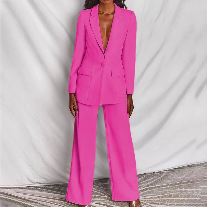 Tailored Blazer and Wide Leg Trouser Set for Women