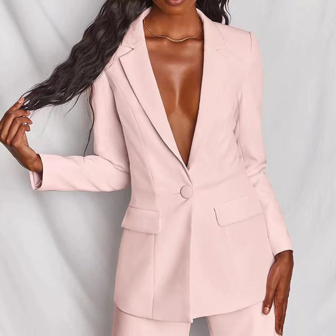 Tailored Blazer and Wide Leg Trouser Set for Women