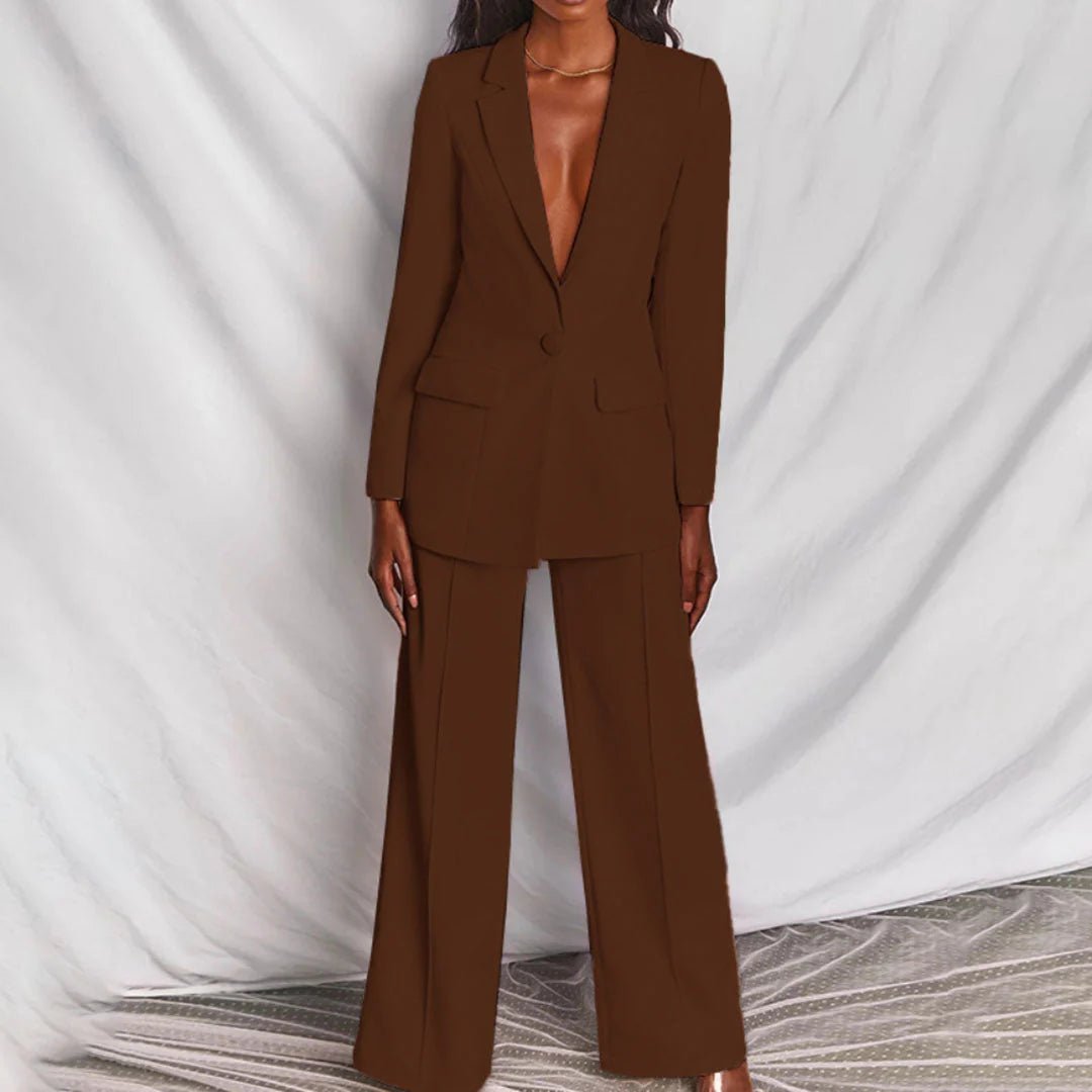 Tailored Blazer and Wide Leg Trouser Set for Women