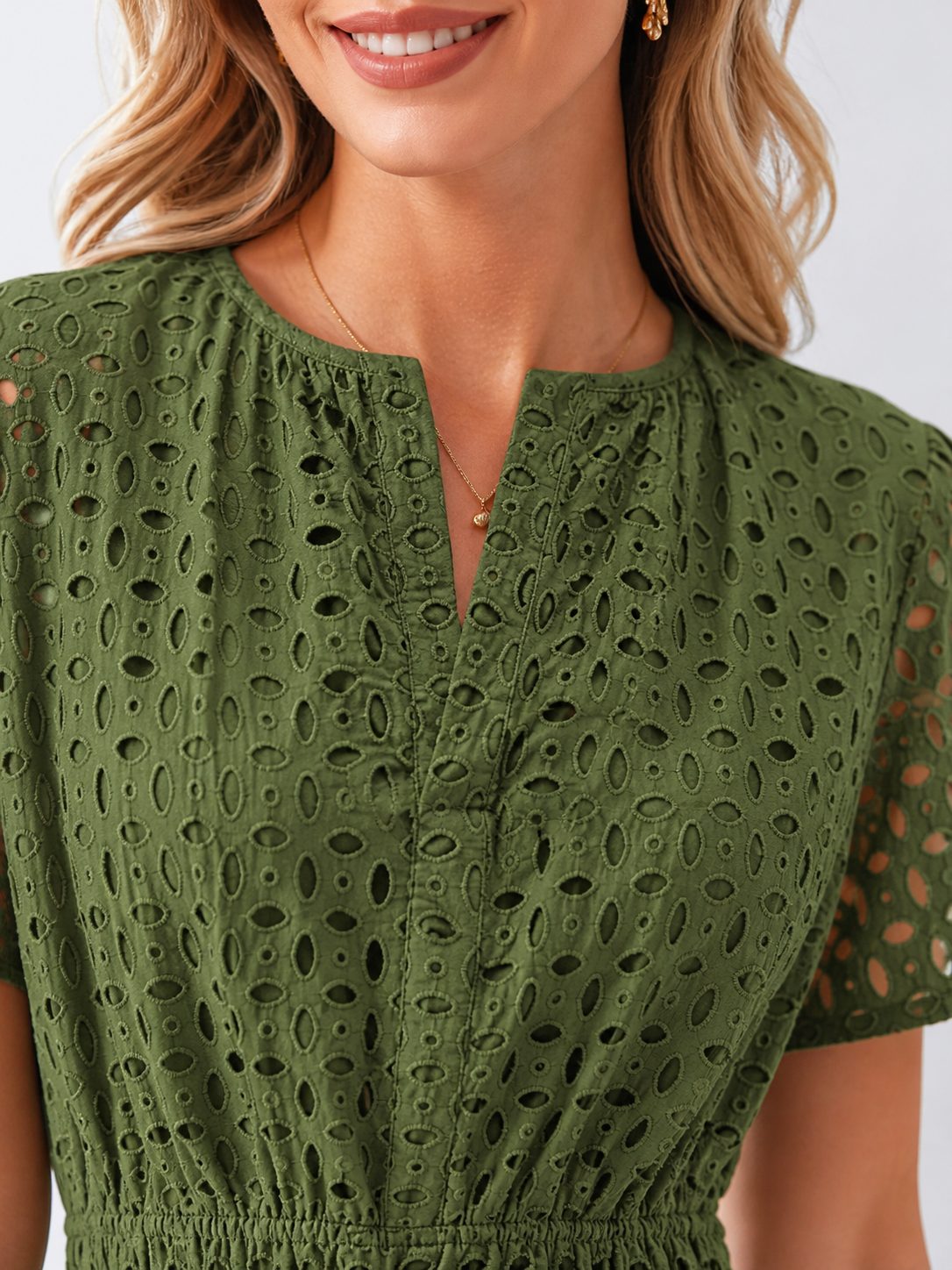 Eyelet A-Line Midi Dress for Women