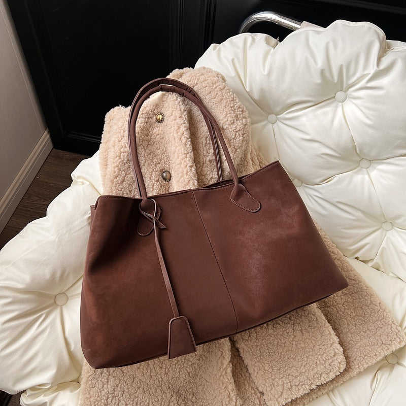 Suede Two Handle Tote Bag for Women