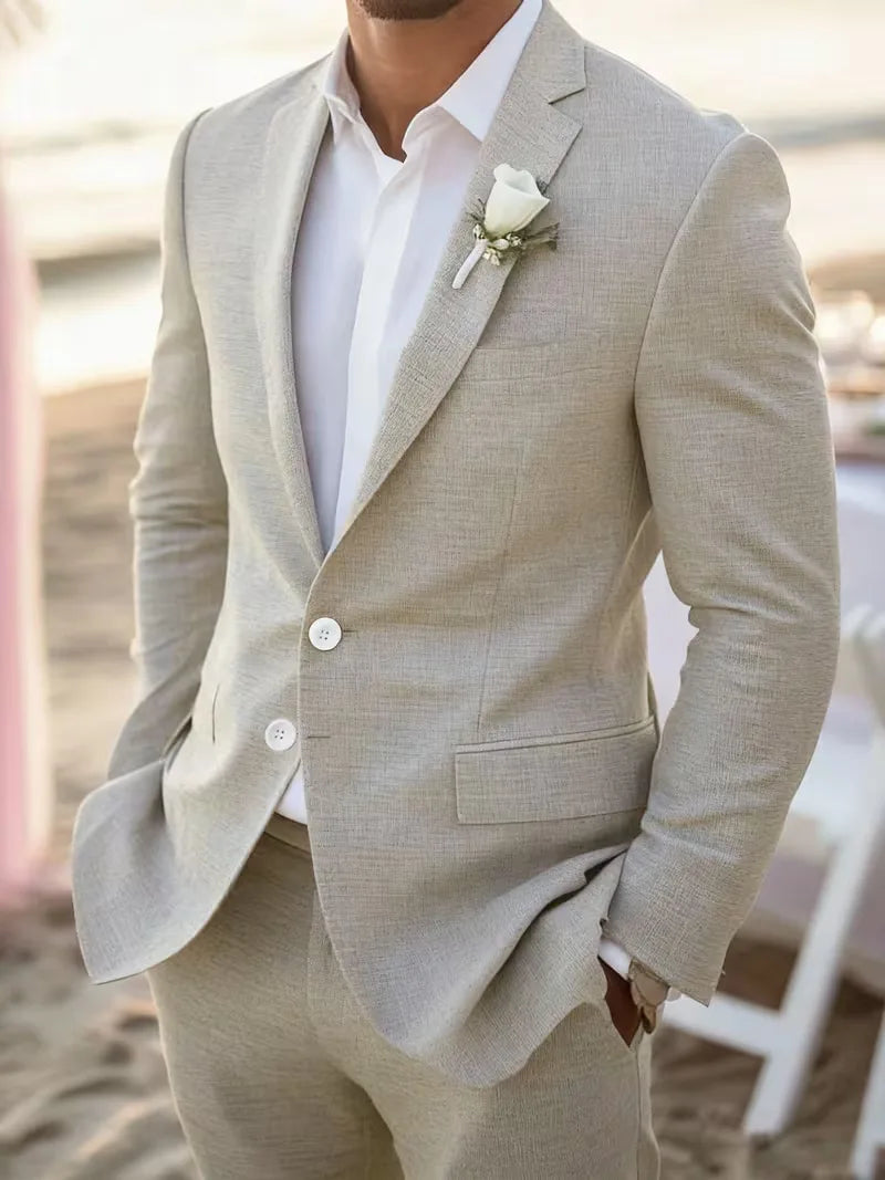 Linen Slim Fit Suit Set for Men