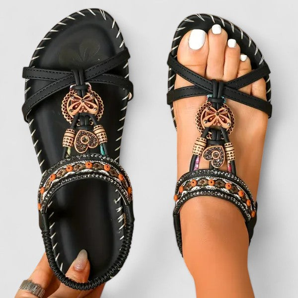 Embellished Open Toe Flat Sandals for Women